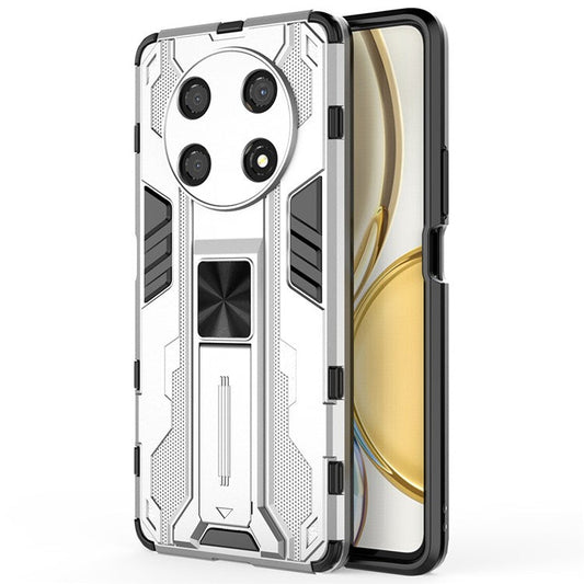 For Honor X30 / X9 5G / Magic 4 Lite 5G Shockproof Soft TPU Hard PC Mobile Phone Case Shell with Kickstand - Silver