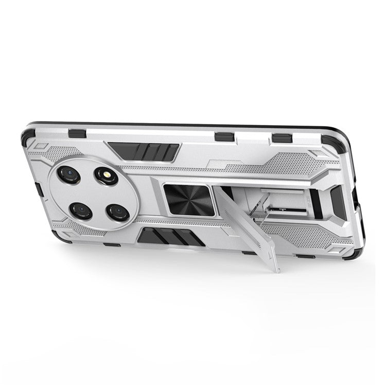 For Honor X30 / X9 5G / Magic 4 Lite 5G Shockproof Soft TPU Hard PC Mobile Phone Case Shell with Kickstand - Silver