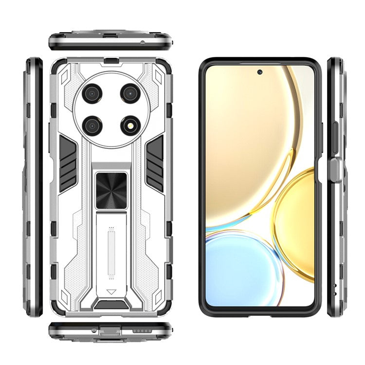 For Honor X30 / X9 5G / Magic 4 Lite 5G Shockproof Soft TPU Hard PC Mobile Phone Case Shell with Kickstand - Silver