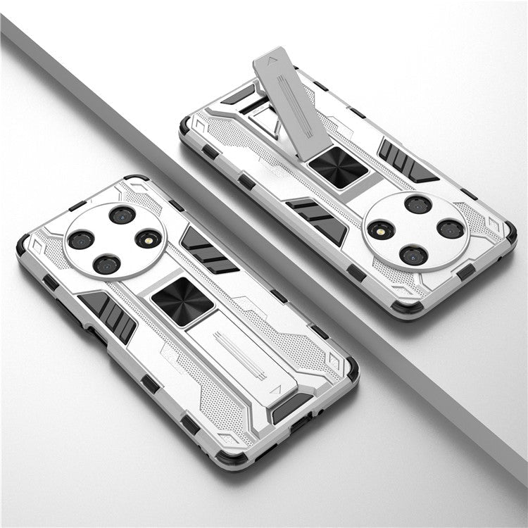 For Honor X30 / X9 5G / Magic 4 Lite 5G Shockproof Soft TPU Hard PC Mobile Phone Case Shell with Kickstand - Silver