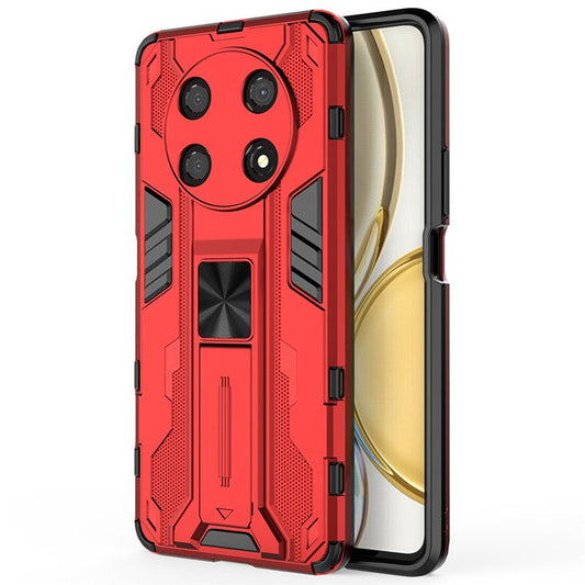 For Honor X30 / X9 5G / Magic 4 Lite 5G Shockproof Soft TPU Hard PC Mobile Phone Case Shell with Kickstand - Red
