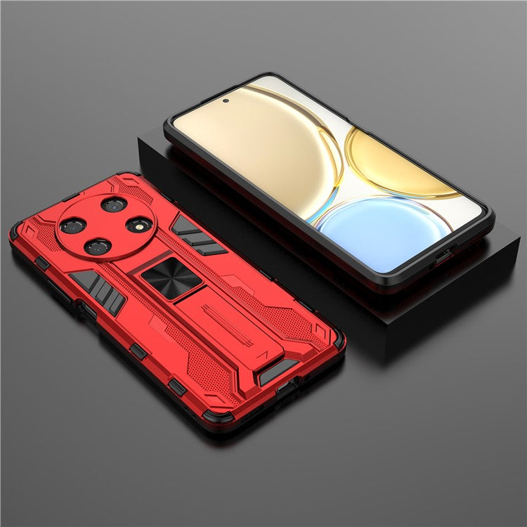 For Honor X30 / X9 5G / Magic 4 Lite 5G Shockproof Soft TPU Hard PC Mobile Phone Case Shell with Kickstand - Red
