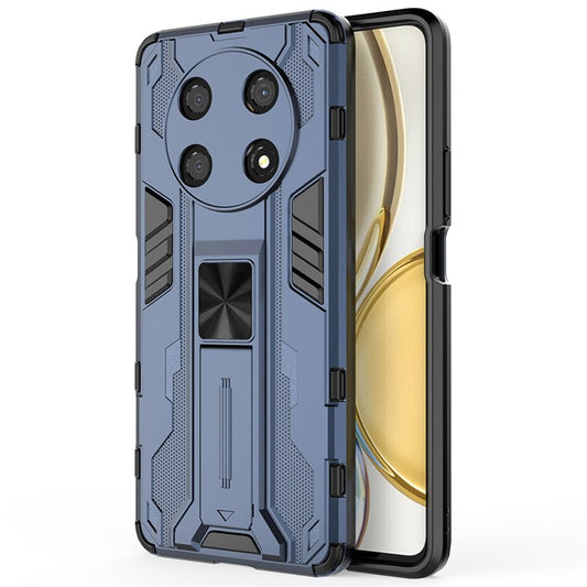 For Honor X30 / X9 5G / Magic 4 Lite 5G Shockproof Soft TPU Hard PC Mobile Phone Case Shell with Kickstand - Blue