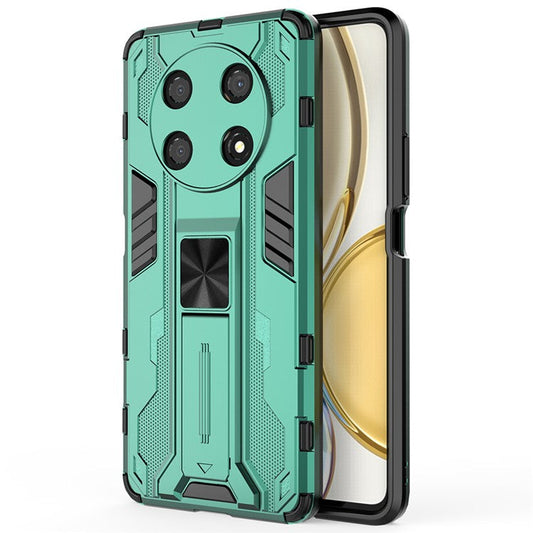 For Honor X30 / X9 5G / Magic 4 Lite 5G Shockproof Soft TPU Hard PC Mobile Phone Case Shell with Kickstand - Green
