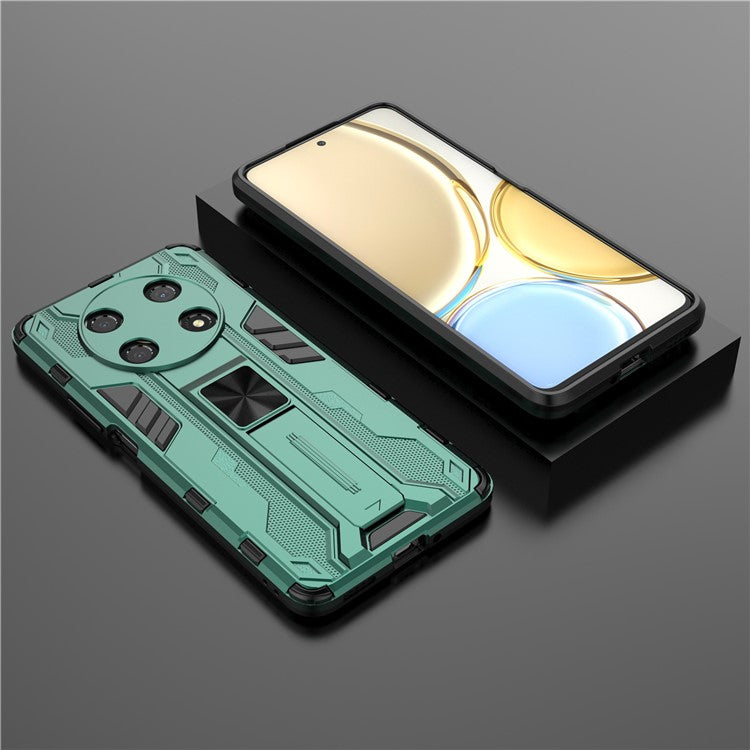 For Honor X30 / X9 5G / Magic 4 Lite 5G Shockproof Soft TPU Hard PC Mobile Phone Case Shell with Kickstand - Green
