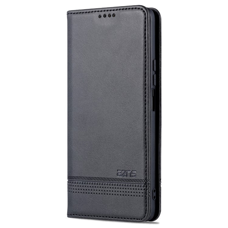 AZNS For Honor X30 / X9 5G / Magic 4 Lite 5G Magnetic Auto-absorbed Textured PU Leather Wallet Stand Protective Phone Case Cover - Black