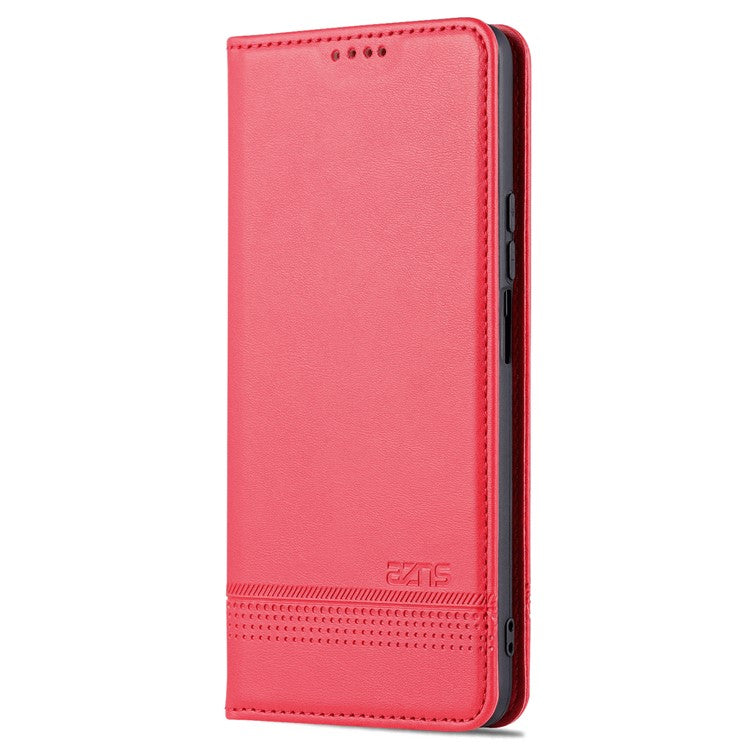 AZNS For Honor X30 / X9 5G / Magic 4 Lite 5G Magnetic Auto-absorbed Textured PU Leather Wallet Stand Protective Phone Case Cover - Red
