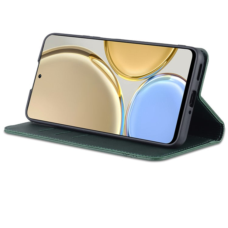 AZNS For Honor X30 / X9 5G / Magic 4 Lite 5G Magnetic Auto-absorbed Textured PU Leather Wallet Stand Protective Phone Case Cover - Green