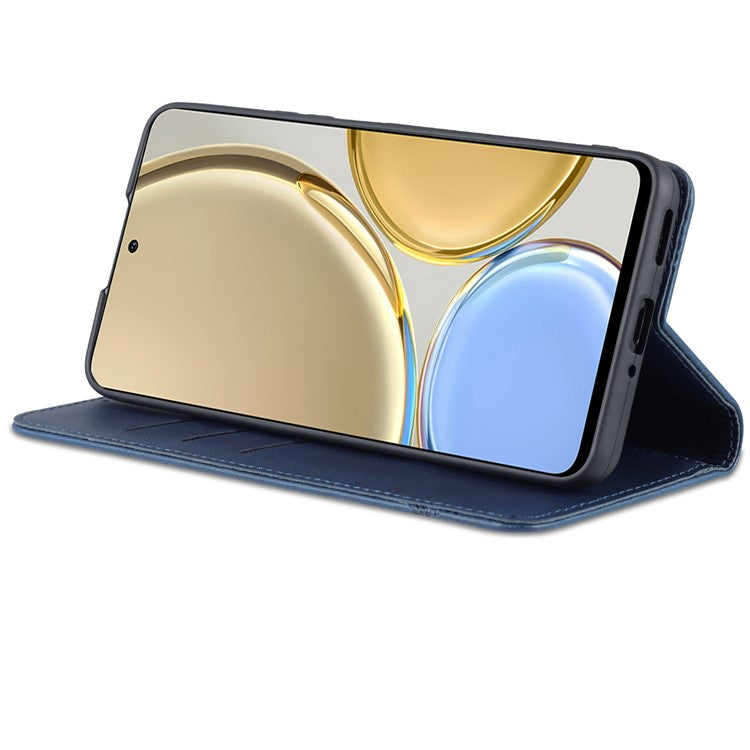 AZNS For Honor X30 / X9 5G / Magic 4 Lite 5G Magnetic Auto-absorbed Textured PU Leather Wallet Stand Protective Phone Case Cover - Blue
