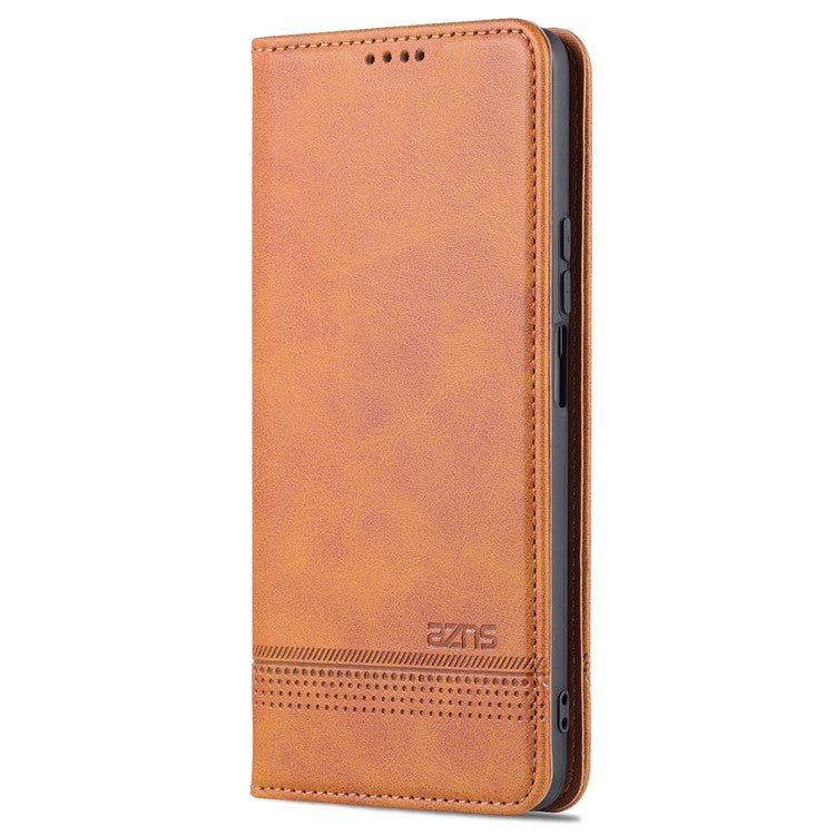 AZNS For Honor X30 / X9 5G / Magic 4 Lite 5G Magnetic Auto-absorbed Textured PU Leather Wallet Stand Protective Phone Case Cover - Brown