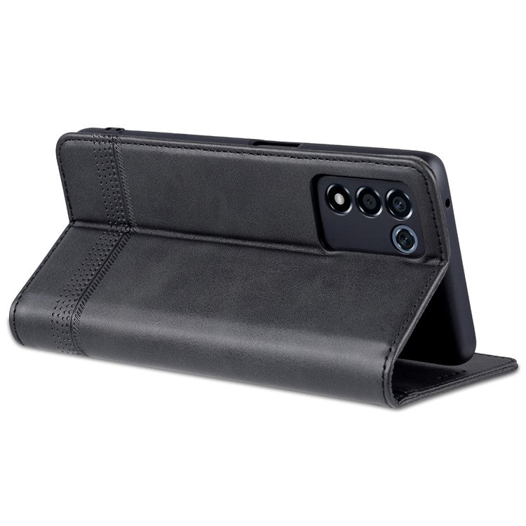 AZNS For Honor Play 30 Plus Textured Leather Phone Case Magnetic Auto-absorbed Cover with Wallet Stand - Black