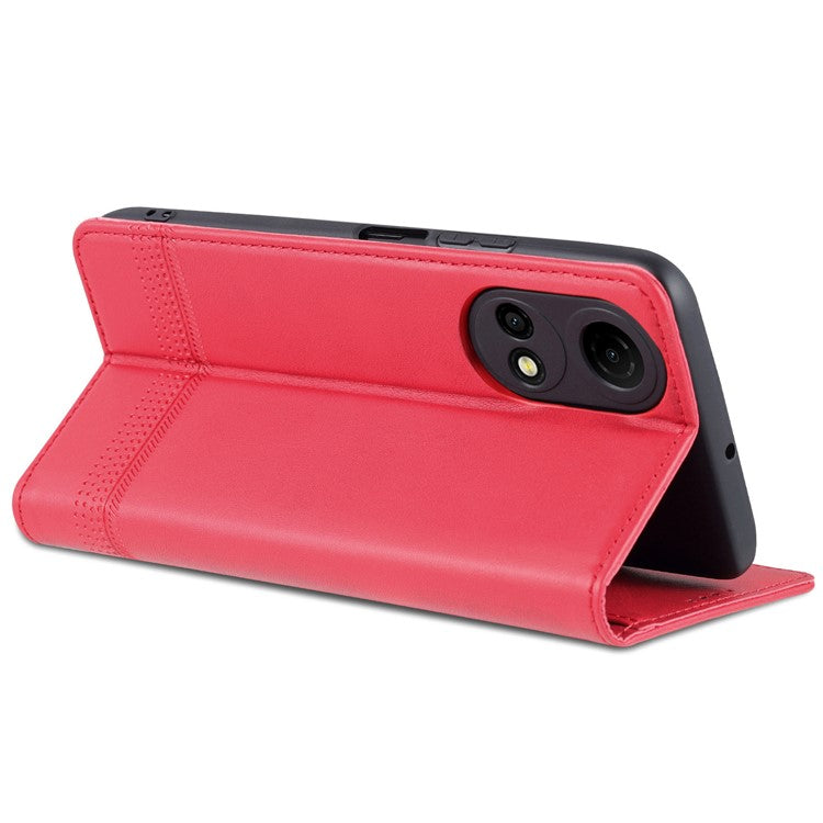 AZNS For Honor Play 30 Plus Textured Leather Phone Case Magnetic Auto-absorbed Cover with Wallet Stand - Red