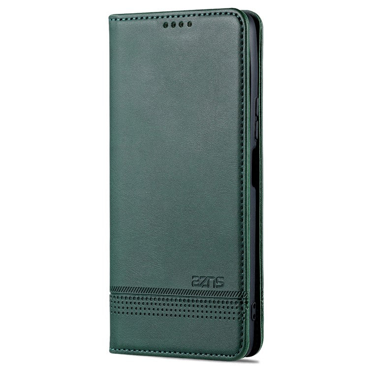 AZNS For Honor Play 30 Plus Textured Leather Phone Case Magnetic Auto-absorbed Cover with Wallet Stand - Green