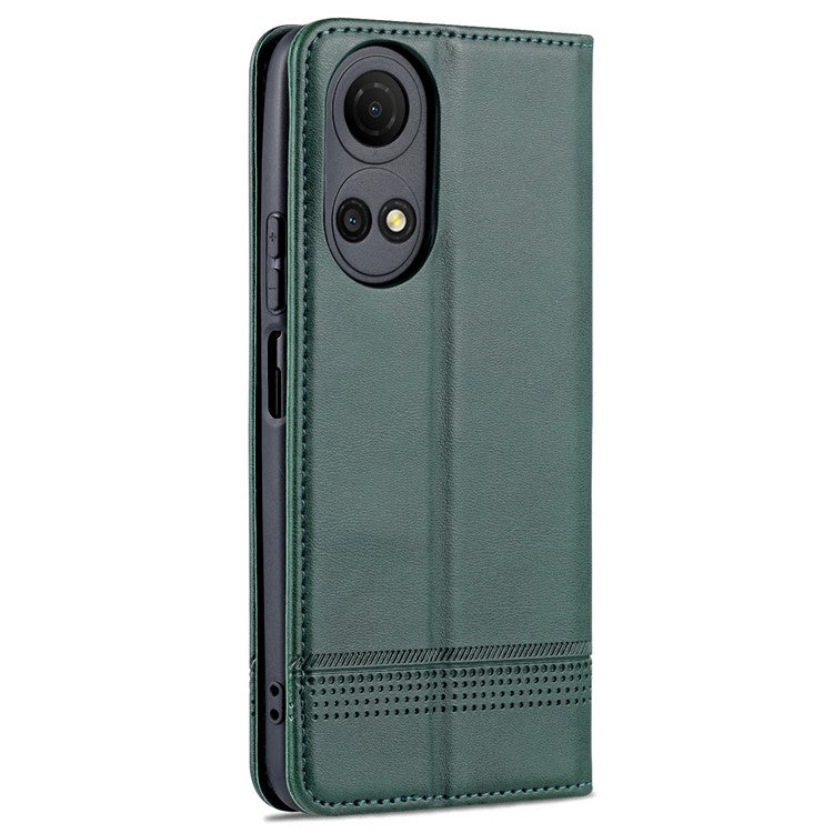 AZNS For Honor Play 30 Plus Textured Leather Phone Case Magnetic Auto-absorbed Cover with Wallet Stand - Green