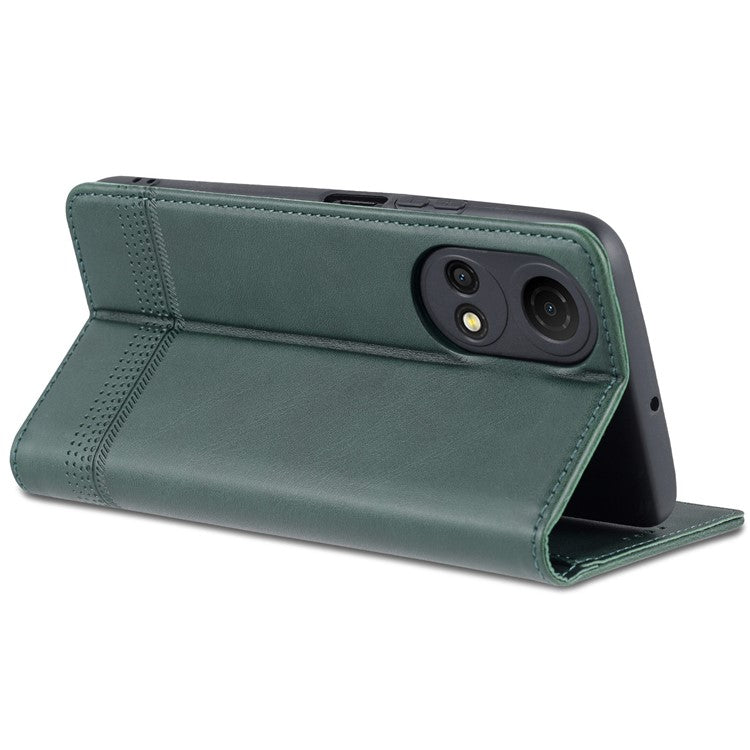 AZNS For Honor Play 30 Plus Textured Leather Phone Case Magnetic Auto-absorbed Cover with Wallet Stand - Green