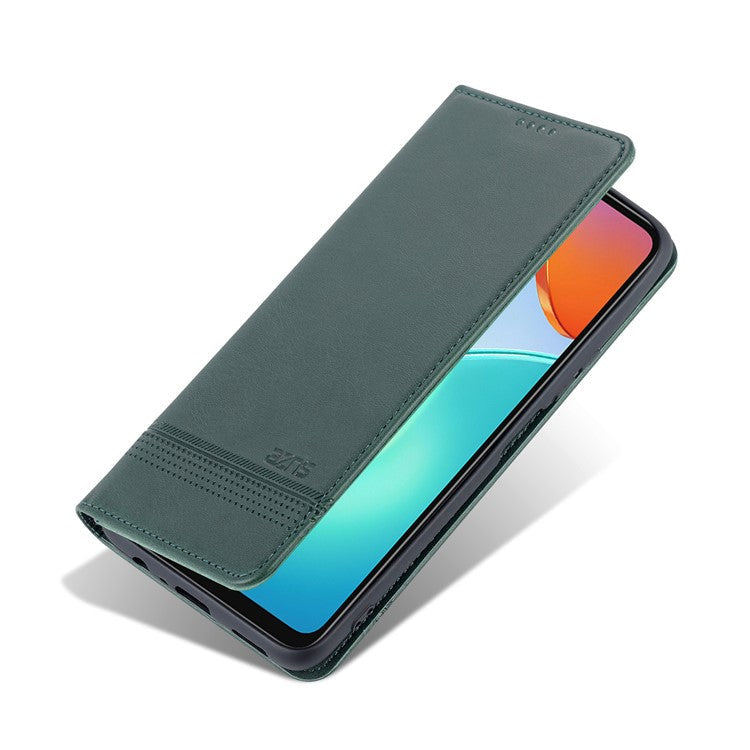 AZNS For Honor Play 30 Plus Textured Leather Phone Case Magnetic Auto-absorbed Cover with Wallet Stand - Green