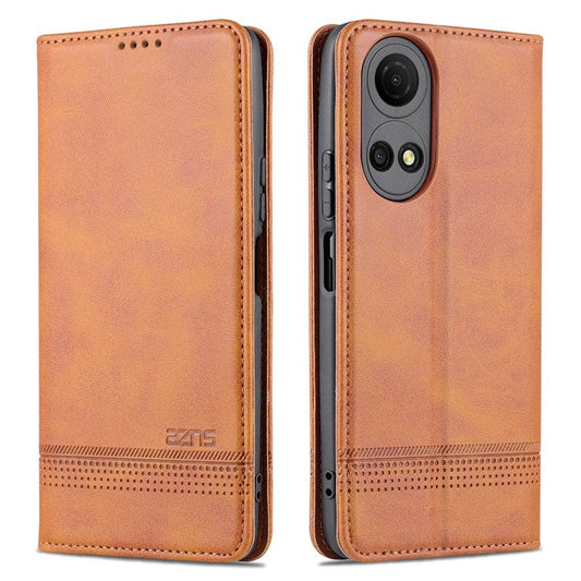 AZNS For Honor Play 30 Plus Textured Leather Phone Case Magnetic Auto-absorbed Cover with Wallet Stand - Brown
