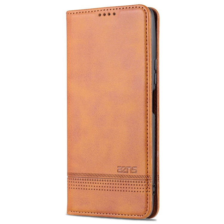 AZNS For Honor Play 30 Plus Textured Leather Phone Case Magnetic Auto-absorbed Cover with Wallet Stand - Brown