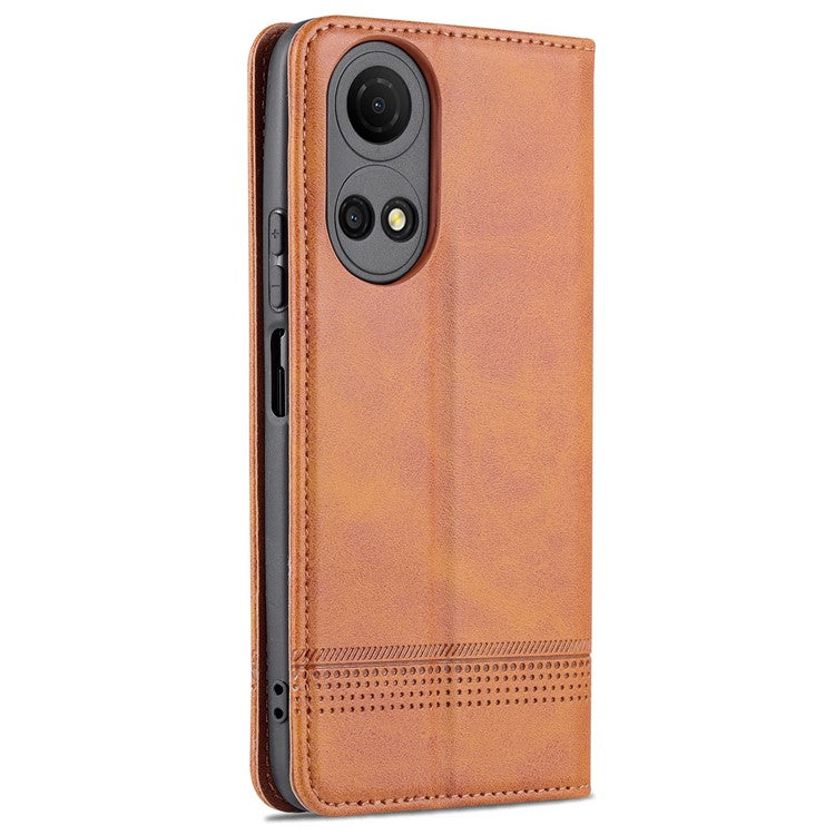 AZNS For Honor Play 30 Plus Textured Leather Phone Case Magnetic Auto-absorbed Cover with Wallet Stand - Brown