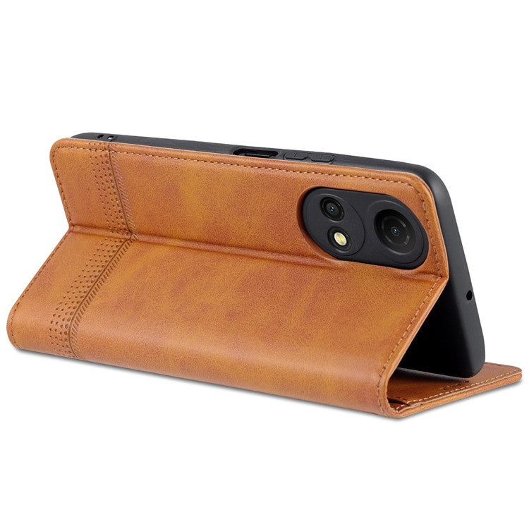 AZNS For Honor Play 30 Plus Textured Leather Phone Case Magnetic Auto-absorbed Cover with Wallet Stand - Brown