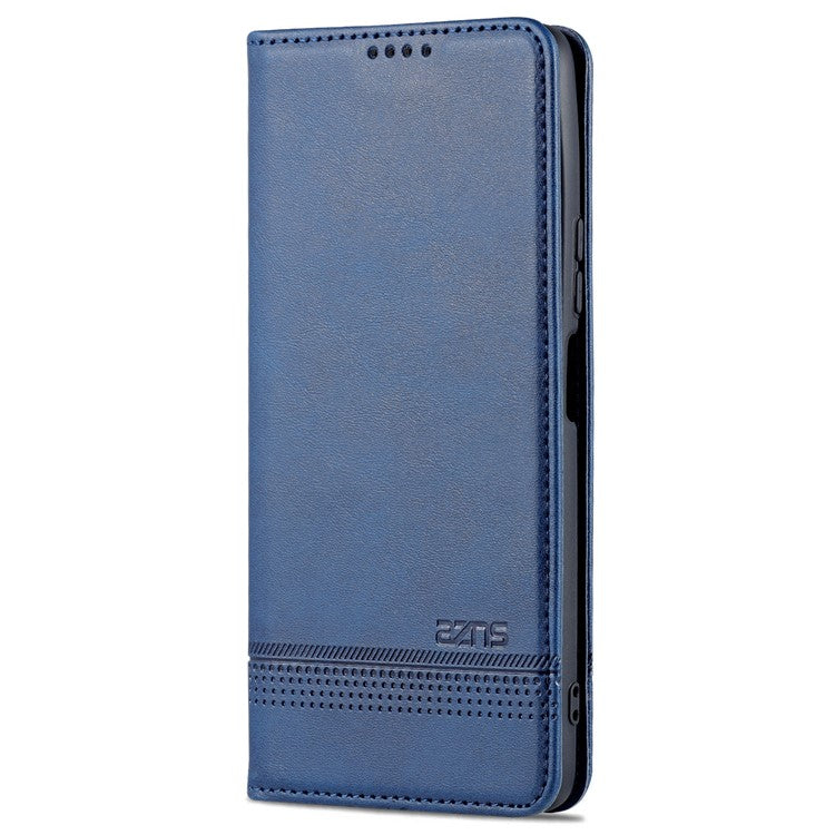 AZNS For Honor Play 30 Plus Textured Leather Phone Case Magnetic Auto-absorbed Cover with Wallet Stand - Blue
