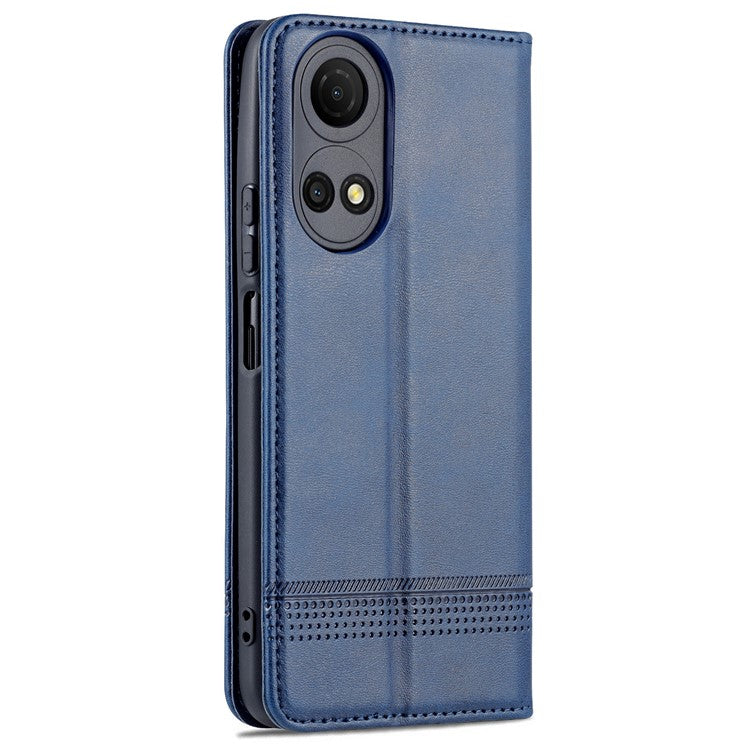 AZNS For Honor Play 30 Plus Textured Leather Phone Case Magnetic Auto-absorbed Cover with Wallet Stand - Blue