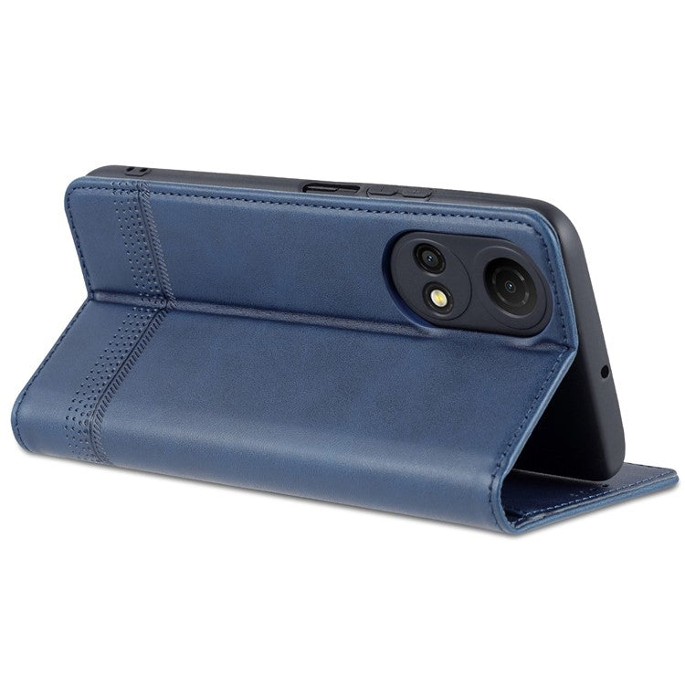 AZNS For Honor Play 30 Plus Textured Leather Phone Case Magnetic Auto-absorbed Cover with Wallet Stand - Blue