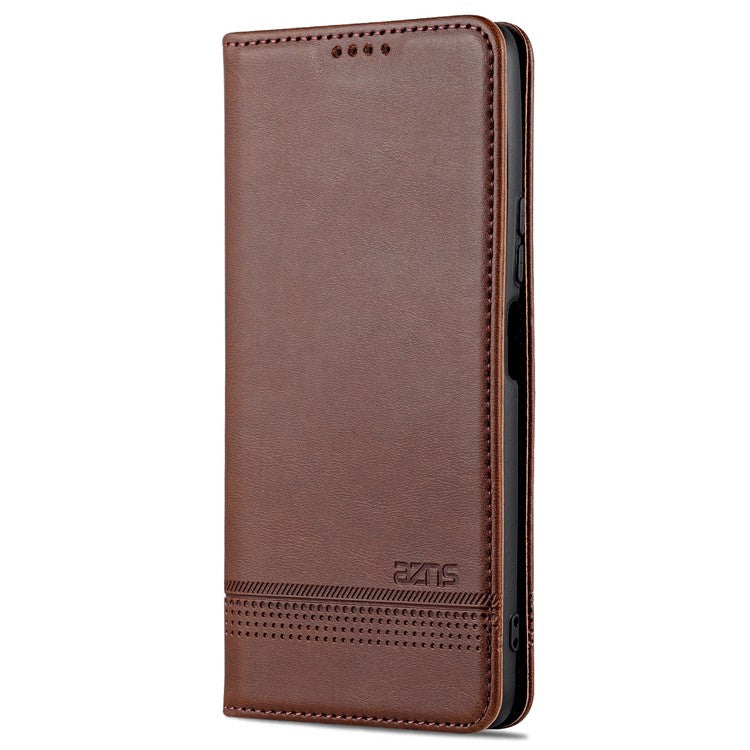 AZNS For Honor Play 30 Plus Textured Leather Phone Case Magnetic Auto-absorbed Cover with Wallet Stand - Coffee
