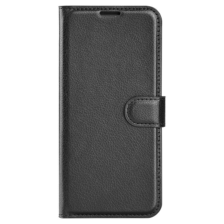 PU Leather Case for Honor 60, Litchi Texture Folding Stand Wallet Flip Cover with Magnetic Clasp - Black