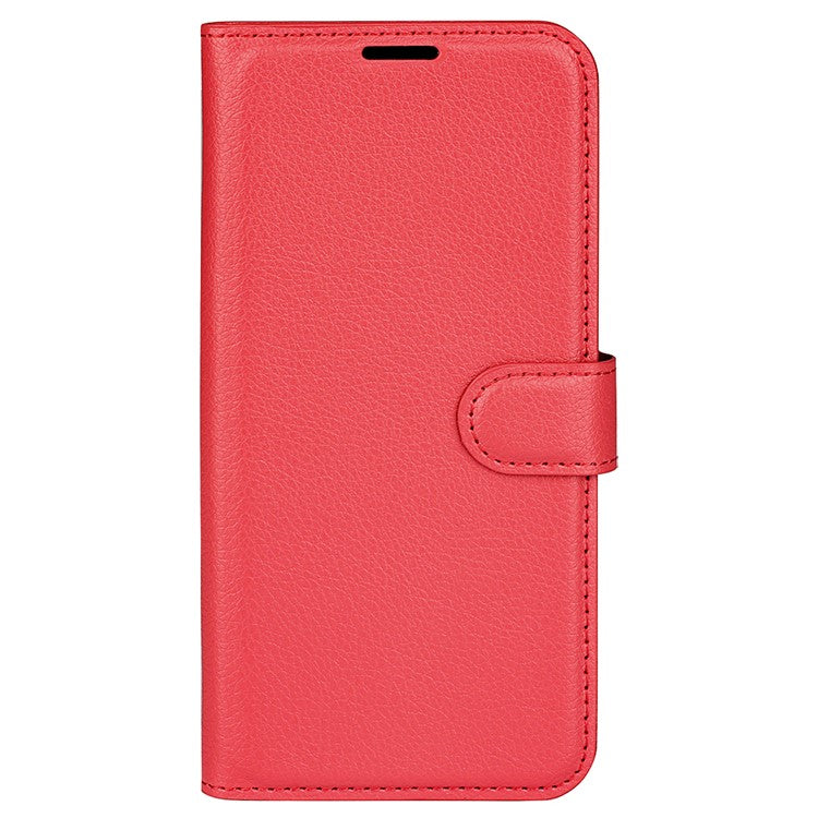 PU Leather Case for Honor 60, Litchi Texture Folding Stand Wallet Flip Cover with Magnetic Clasp - Red