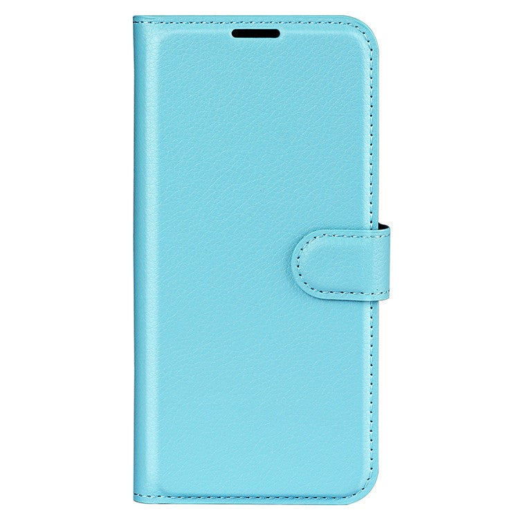 PU Leather Case for Honor 60, Litchi Texture Folding Stand Wallet Flip Cover with Magnetic Clasp - Blue