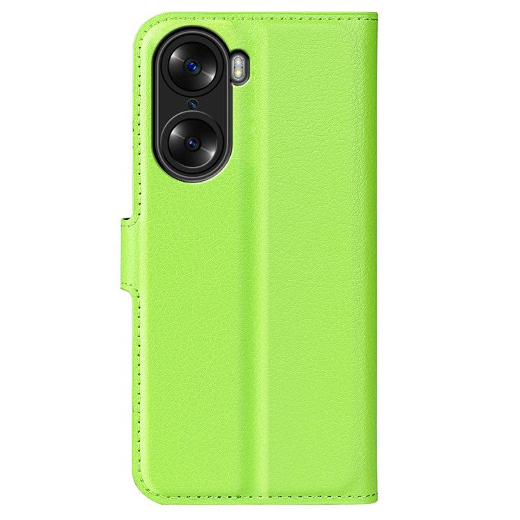 PU Leather Case for Honor 60, Litchi Texture Folding Stand Wallet Flip Cover with Magnetic Clasp - Green