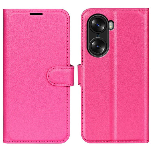 PU Leather Case for Honor 60, Litchi Texture Folding Stand Wallet Flip Cover with Magnetic Clasp - Rose