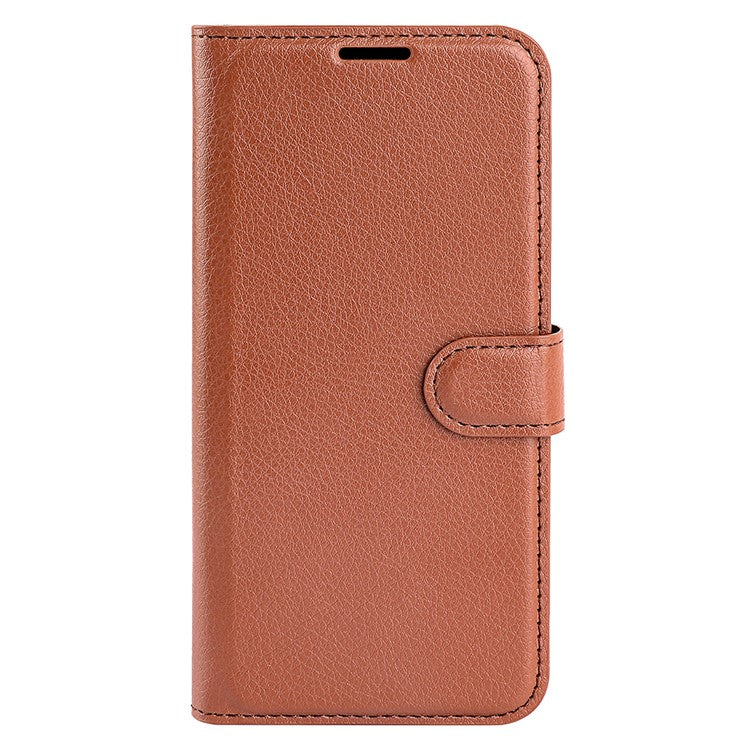 PU Leather Case for Honor 60, Litchi Texture Folding Stand Wallet Flip Cover with Magnetic Clasp - Brown