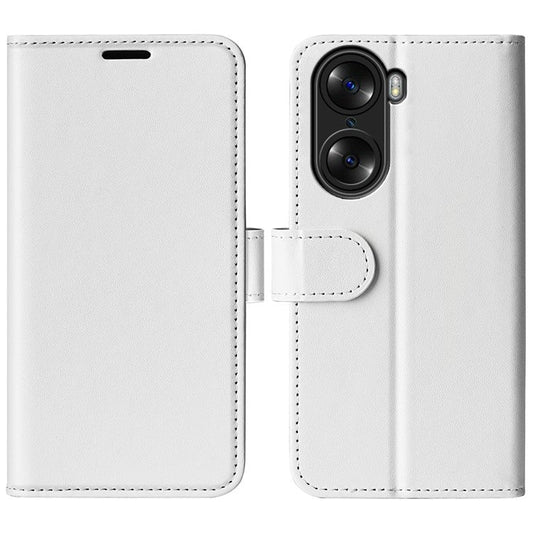 For Honor 60 Wallet Phone Case Magnetic Premium Crazy Horse Texture PU Leather Folio Flip Cover with Folding Stand - White