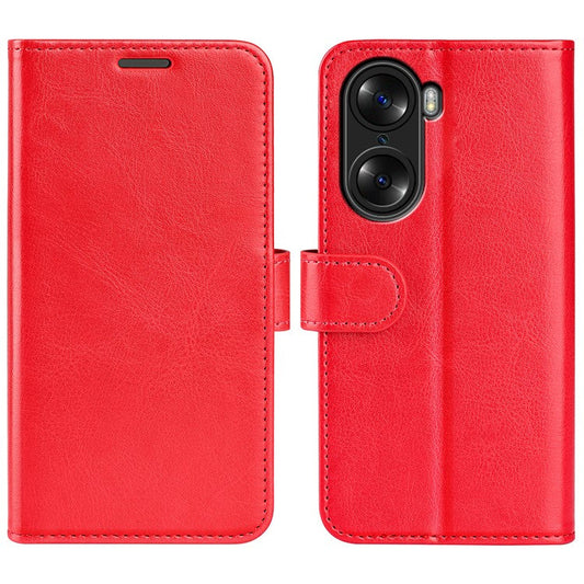 For Honor 60 Wallet Phone Case Magnetic Premium Crazy Horse Texture PU Leather Folio Flip Cover with Folding Stand - Red