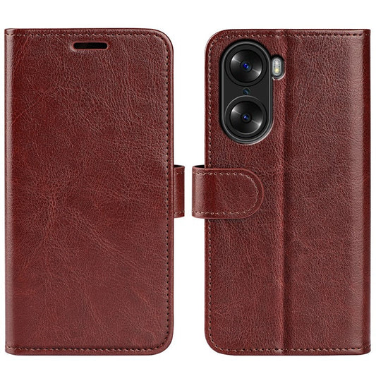 For Honor 60 Wallet Phone Case Magnetic Premium Crazy Horse Texture PU Leather Folio Flip Cover with Folding Stand - Brown