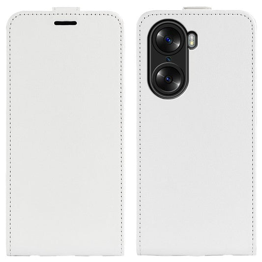 Vertical Flip Folio Phone Case for Honor 60, Crazy Horse Texture PU Leather Protective Cover Shell with Card Holder - White