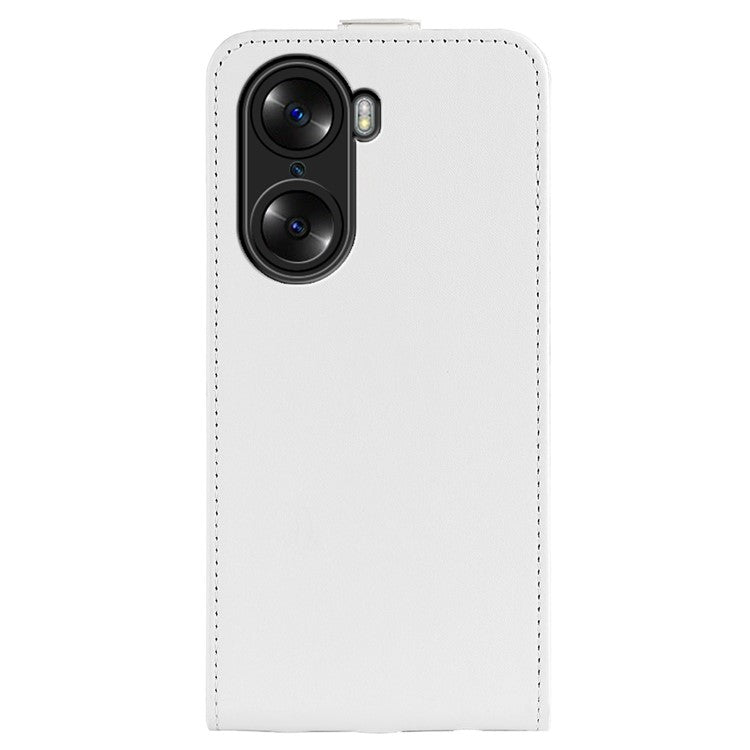 Vertical Flip Folio Phone Case for Honor 60, Crazy Horse Texture PU Leather Protective Cover Shell with Card Holder - White
