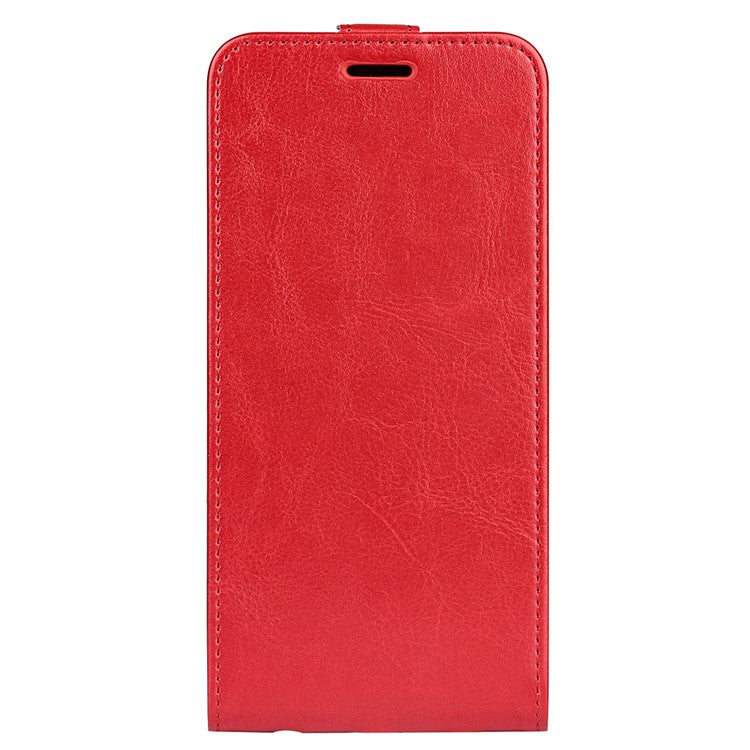 Vertical Flip Folio Phone Case for Honor 60, Crazy Horse Texture PU Leather Protective Cover Shell with Card Holder - Red