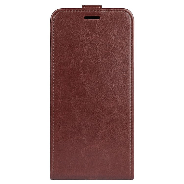 Vertical Flip Folio Phone Case for Honor 60, Crazy Horse Texture PU Leather Protective Cover Shell with Card Holder - Brown