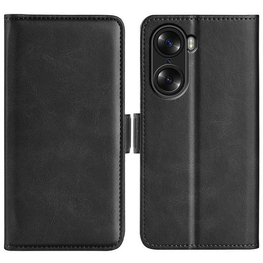 For Honor 60 Textured PU Leather Flip Wallet Case Stand Function Shockproof Protective Case Cover - Black