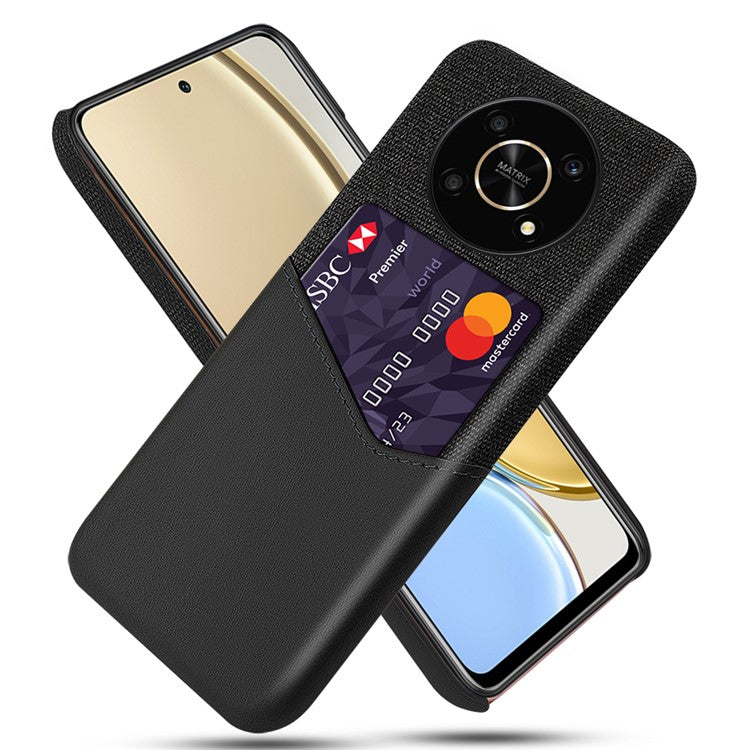 For Honor X30/X9 5G/Magic 4 Lite 5G Mobile Phone Protective Case Soft Cloth + PC + PU Leather Back Cover with Card Slot Holder - Black