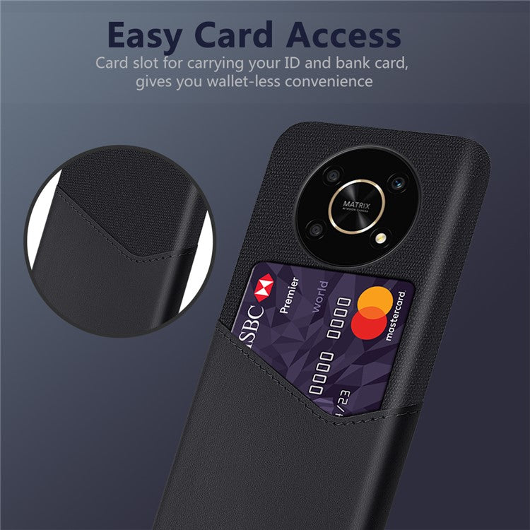 For Honor X30/X9 5G/Magic 4 Lite 5G Mobile Phone Protective Case Soft Cloth + PC + PU Leather Back Cover with Card Slot Holder - Black