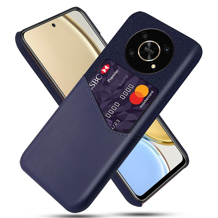 For Honor X30/X9 5G/Magic 4 Lite 5G Mobile Phone Protective Case Soft Cloth + PC + PU Leather Back Cover with Card Slot Holder - Blue