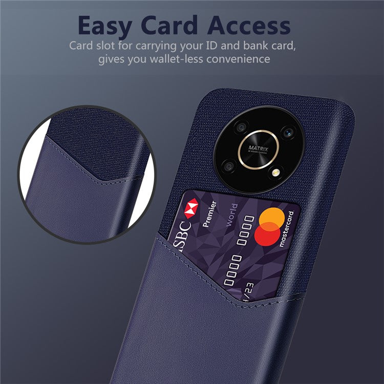For Honor X30/X9 5G/Magic 4 Lite 5G Mobile Phone Protective Case Soft Cloth + PC + PU Leather Back Cover with Card Slot Holder - Blue