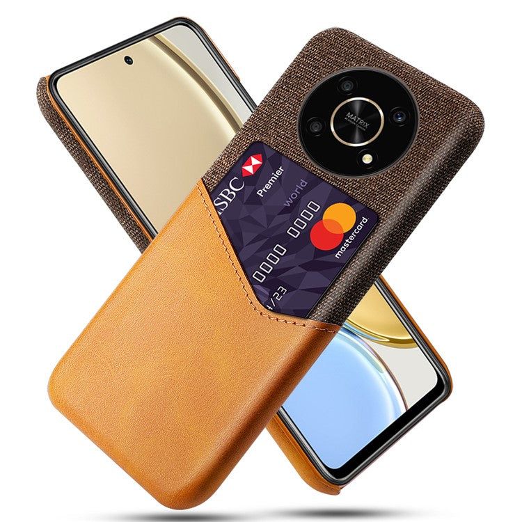 For Honor X30/X9 5G/Magic 4 Lite 5G Mobile Phone Protective Case Soft Cloth + PC + PU Leather Back Cover with Card Slot Holder - Orange