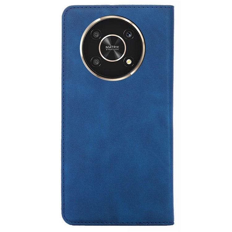 For Honor X30/X9 5G/Magic 4 Lite 5G Auto-absorbed Magnetic Shockproof Skin-touch Feeling Case PU Leather Stand Anti-scratch Mobile Phone Cover - Blue