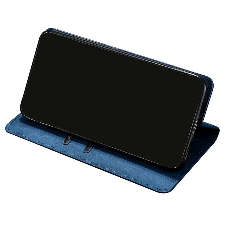 For Honor X30/X9 5G/Magic 4 Lite 5G Auto-absorbed Magnetic Shockproof Skin-touch Feeling Case PU Leather Stand Anti-scratch Mobile Phone Cover - Blue