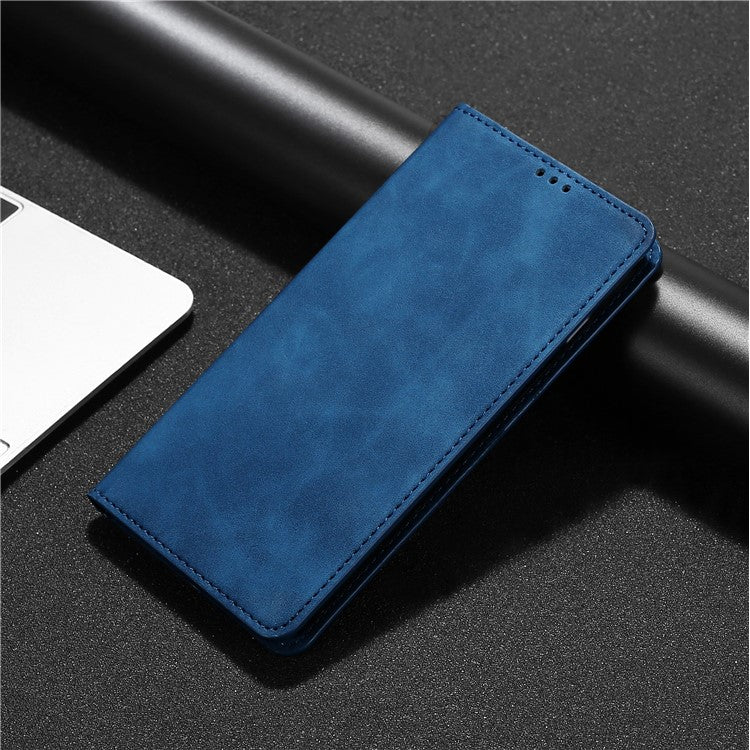 For Honor X30/X9 5G/Magic 4 Lite 5G Auto-absorbed Magnetic Shockproof Skin-touch Feeling Case PU Leather Stand Anti-scratch Mobile Phone Cover - Blue